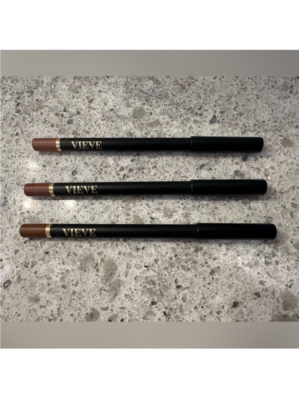 Vieve Modern Lip Definer Liner in shades Velvet Sands, Aphrodyte & Bark